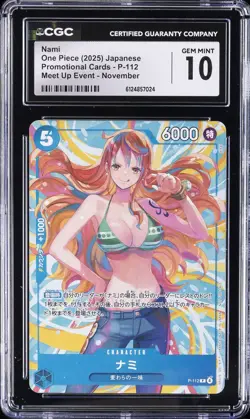 2025 ONE PIECE JPN PROMO CARDS MEET UP EVENT NOVEMBER NAMI CGC 10 GEM MINT - Image 1