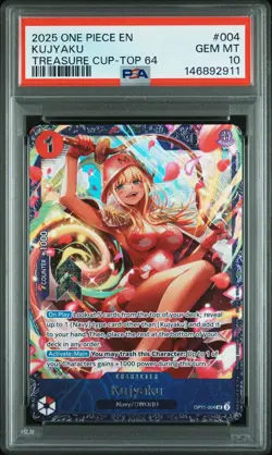2025 ONE PIECE PROMOS TREASURE CUP-TOP 64 #004 KUJYAKU PSA 10 - Image 1