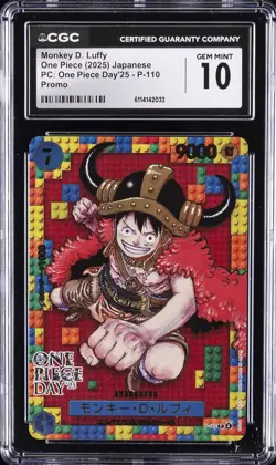 2025 ONE PIECE JPN PC: ONE PIECE DAY'25 PROMO MONKEY D. LUFFY CGC 10 GEM MINT - Image 1