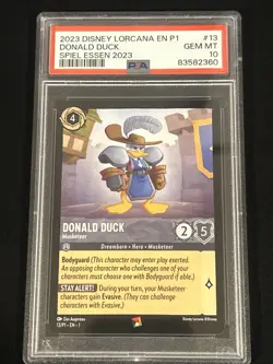 2023 DISNEY LORCANA EN P1-PROMO #13 DONALD DUCK SPIEL ESSEN 2023 PSA 10 - Image 1