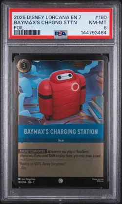 2025 DISNEY LORCANA EN 7-ARCHAZIA'S ISLAND FOIL BAYMAX'S CHARGING STATION PSA 8 - Image 1