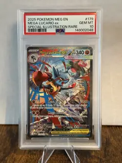 Pokemon Mega Evolution Mega Lucario EX Special Illustration Rare #179 PSA 10 - Image 1