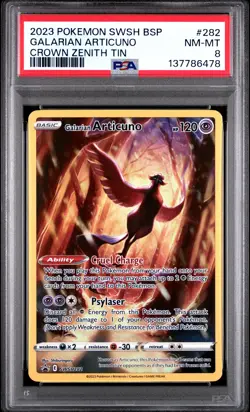 2023 POKEMON SWSH BLACK STAR PROMO CROWN ZENITH TIN #282 GALARIAN ARTICUNO PSA 8 - Image 1