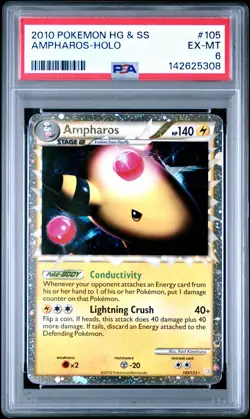 2010 POKEMON HEARTGOLD & SOULSILVER #105 AMPHAROS-HOLO PSA 6 - Image 1