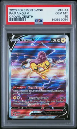 2023 POKEMON SWORD & SHIELD CROWN ZENITH #GG41 FULL ART/RAIKOU V PSA 10 - Image 1
