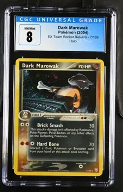 Pokemon Dark Marowak 2004 EX Team Rocket Returns 7/109 Holo CGC 8 - Image 1