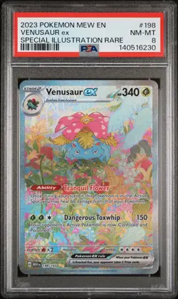 2023 POKEMON MEW EN-151 SPECIAL ILLUSTRATION RARE #198 VENUSAUR EX PSA 8 - Image 1