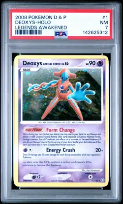 2008 POKEMON DIAMOND & PEARL LEGENDS AWAKENED #1 DEOXYS-HOLO PSA 7 - Image 1