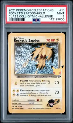 2021 POKEMON CELEBRATIONS CLASSIC COLLECITON #15 ROCKET'S ZAPDOS-HOLO PSA 9 - Image 1