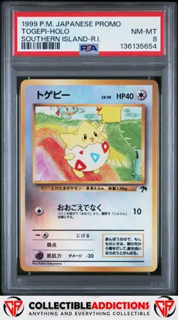1999 Pokemon Japanese Promo Togepi-Holo Southern Island-R.I. PSA 8 - Image 1
