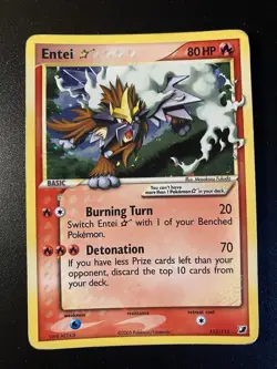 Pokemon Card-Entei-Gold Star-Holo-Unseen Forces-113/115-ENG-LP - Image 1