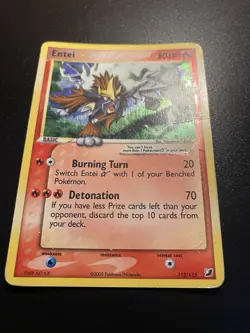 Pokemon Card-Entei-Gold Star-Holo-Unseen Forces-113/115-ENG-LP - Image 2