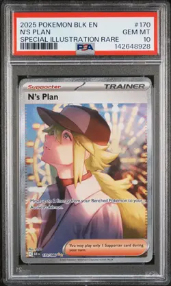 2025 POKEMON BLK EN-BLACK BOLT SPECIAL ILLUSTRATION RARE #170 N'S PLAN PSA 10 - Image 1