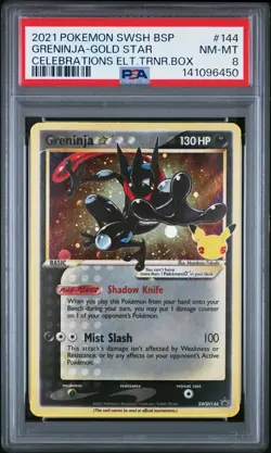2021 POKEMON SWSH PROMO CELEBRATIONS ETB #144 GRENINJA-GOLD STAR PSA 8 - Image 1