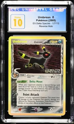 Pokemon 2005 Umbreon δ EX Delta Species 17/113 Rev. Holo CGC Pristine 10 *POP 2* - Image 1