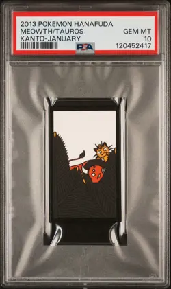 2013 POKEMON HANAFUDA KANTO JANUARY MEOWTH/TAUROS PSA 10 - Image 1