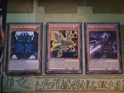 YUGIOH EGYPTIAN GOD TN19 SET PRISMATIC SECRET OBELISK/RA/SLIFER LIMITED ED NM - Image 1