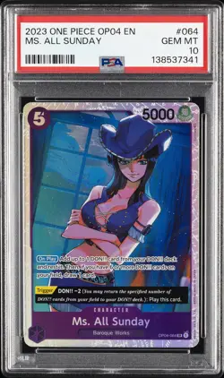 2023 ONE PIECE OP04-KINGDOMS OF INTRIGUE #064 MS. ALL SUNDAY PSA 10 - Image 1