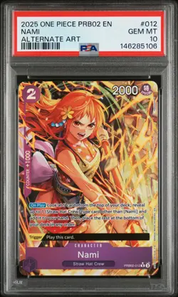 2025 ONE PIECE PRB02-PREMIUM BOOSTER ALTERNATE ART #012 NAMI PSA 10 - Image 1
