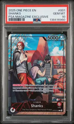 2025 ONE PIECE PROMOS PSA MAGAZINE EXCLUSIVE #001 SHANKS PSA 10 - Image 1