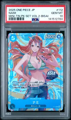 2025 ONE PIECE JAPANESE MINI-TIN PACK SET VOL.2 BISAI #112 NAMI PSA 10 - Image 1