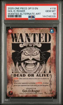 2025 ONE PIECE CARRYING ON HIS WILL WANTED ALT ART #118 GOL D. ROGER PSA 10 - Image 1