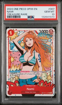 2024 ONE PIECE ST01 007 OP06 WINGS OF THE CAPTAIN NAMI TREASURE RARE PSA 10 - Image 1