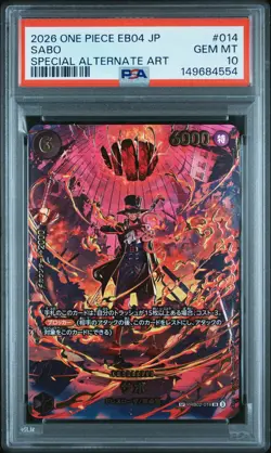 2026 ONE PIECE JAPANESE EB04-EGGHEAD CRISIS SPECIAL ALT ART #014 SABO PSA 10 - Image 1
