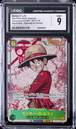 2025 ONE PIECE JPN CARRYING ON HIS WILL SR ALT ART MONKEY D. LUFFY CGC 9 - Image 1