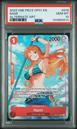 2022 ONE PIECE OP01-ROMANCE DAWN ALTERNATE ART #016 NAMI PSA 10 - Image 1