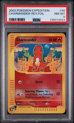 PSA 8 CHARMANDER 98/165 | Expedition Reverse Holo WOTC Graded Pokemon Card - Image 1