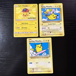 Pokemon TCG 3 Card Lot Surfing Pikachu, Flying Pikachu, Ash's Pikachu LP-NM - Image 1