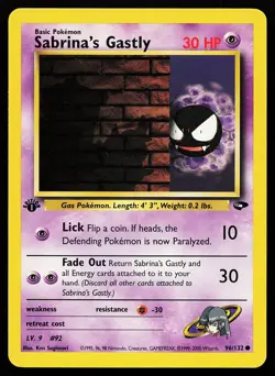 Sabrina's Gastly 96/132 Common 1st Edition Gym Challenge Pokemon Card - Image 1