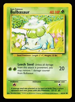 Bulbasaur 44/102 Common Base Set Pokemon Card - Image 1
