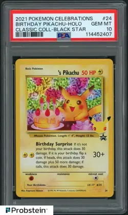 PSA 10 Birthday PIKACHU 24 🎂 CELEBRATIONS HOLO Classic Black Star Pokemon Card - Image 1