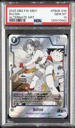 2025 DRAGON BALL SUPER CARD GAME FUSION WORLD MANGA BOOSTER 01 BULMA PSA 10 - Image 1