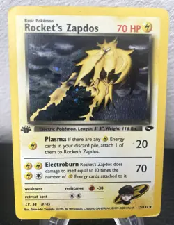Rocket's Zapdos 1st Edition 12/64 Jungle Holo Rare Pokemon Card WOTC - Image 1