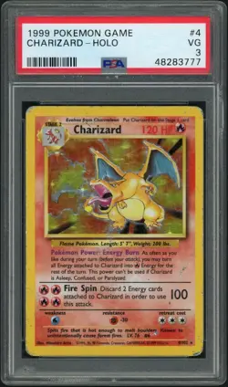 1999 POKEMON WOTC BASE SET #4 CHARIZARD-HOLO PSA 3 - Image 1