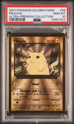 2021 POKEMON CELEBRATIONS ULTRA-PREMIUM #58 PIKACHU PSA 10 GEM MINT - Image 1
