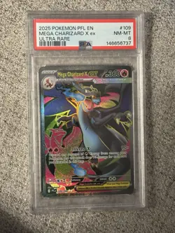 2025 POKEMON PFL EN-PHANTASMAL FLAMES ULTRA RARE #109 MEGA CHARIZARD X EX PSA 8 - Image 1