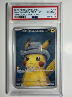 2023 Pokemon TCG Grey Felt Hat Pikachu #085 Van Gogh Inspired, PSA 10 - Image 1