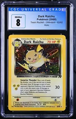 Pokemon Dark Raichu 2000 Team Rocket 83/82 Holo CGC 8 - Image 1