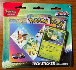 POKEMON Prismatic Evolutions Leafeon Tech Sticker Collection (3 Booster Packs) - Image 1