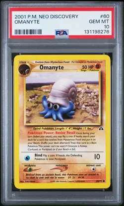 POKEMON 2001 OMANYTE NEO DISCOVERY #60 PSA 10 - Image 1
