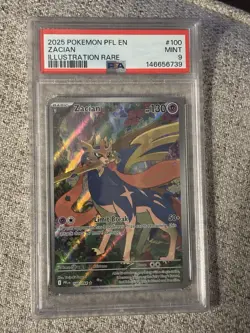 2025 POKEMON PFL EN-PHANTASMAL FLAMES ILLUSTRATION RARE #100 ZACIAN PSA 9 - Image 1