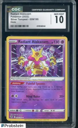 2022 Pokemon Silver Tempest 059/195 Radiant Alakazam Holo CGC 10 GEM MINT - Image 1