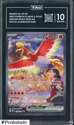 2025 POKEMON DRI EN DESTINED RIVALS #230 ETHAN'S HO-OH EX TAG 10 - Image 1