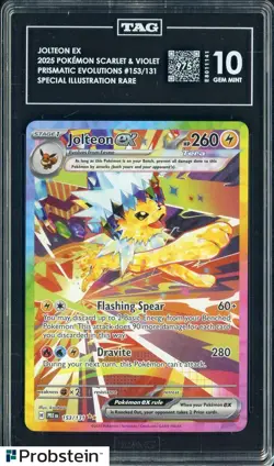 2025 POKEMON PRE EN PRISMATIC EVOLUTIONS #153 JOLTEON EX TAG 10 - Image 1