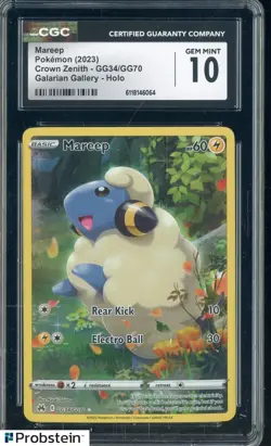 2023 Pokemon Crown Zenith Galarian Gallery GG34/GG70 Mareep Holo CGC 10 GEM MINT - Image 1