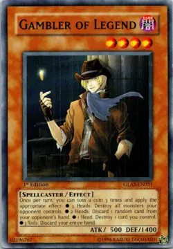 Gambler Of Legend GLAS-EN031 Yu-Gi-Oh! 1st Edition Light Play - Image 1